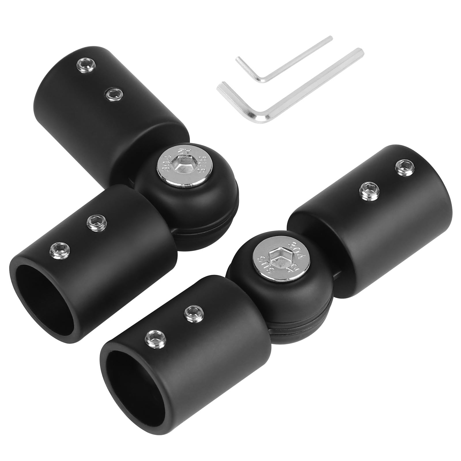 DBREAKS 2 Pezzi Connettore Angolare per Barra Della Tenda Regolabile da Angolo da 90 Gradi a 180 Gradi, Connettore Angolare in Acciaio Inossidabile per 19mm Tende