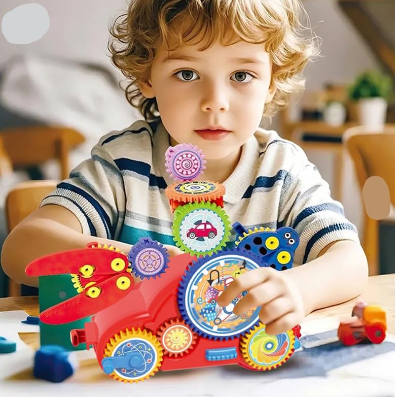 Toyrama Creative Gear Set Toy with Lights & Music – 5-in-1 STEM Educational Puzzle for Kids | Colorful Rotating Gears Construction Playset | Logical Thinking, Motor Skills & Imaginative Learning Toy 3