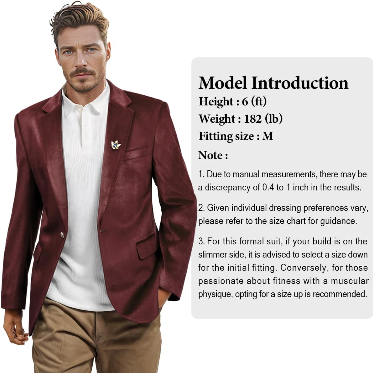 Men's Casual Velvet Blazer for Men one-Button Lapel Tuxedo Jacket with Brooch Dinner Party Wedding Prom - Image 4