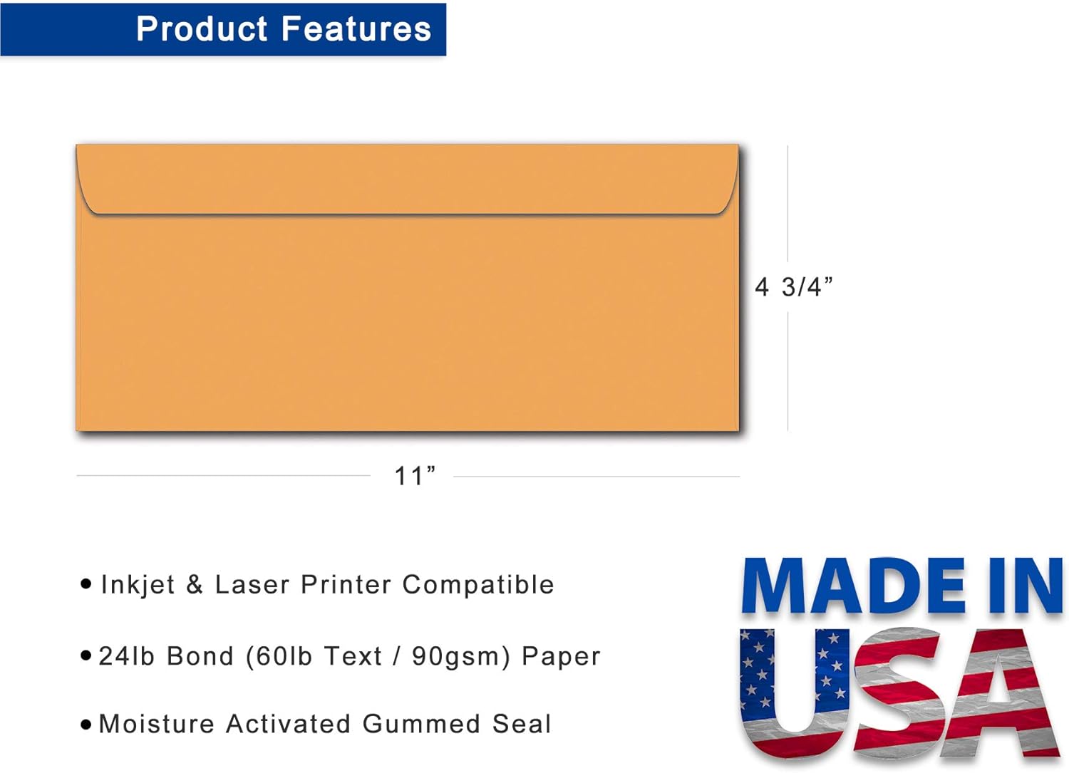 Business Envelopes #12 Size (4 3/4" x 11") - 24lb Bond Golden Kraft - 40 Pack - Image 2