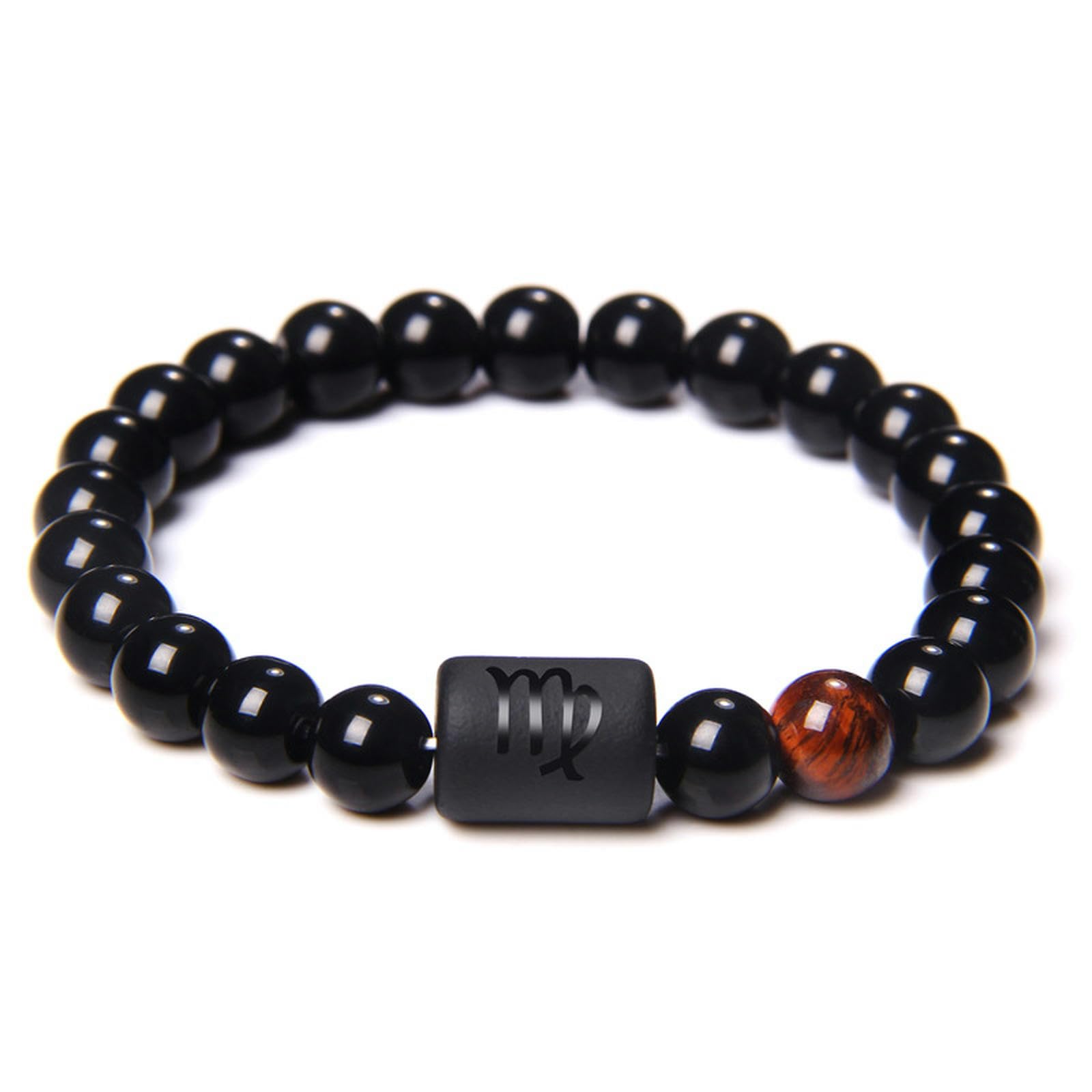 CMBSSTFC Perline in Pietra Naturale Segni Bracciale Amici Coppie Costellazione Bracciale con Perline Elasticizzate per Uomo Donna Regalo Gioielli