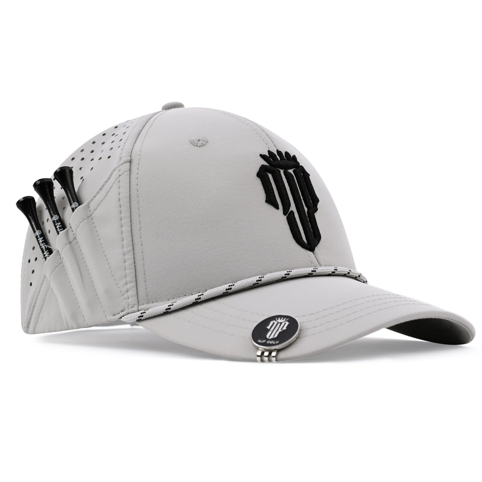 NJF Golf Performance Hats for Men with Tee Holder &amp; Magnetic Ball Marker