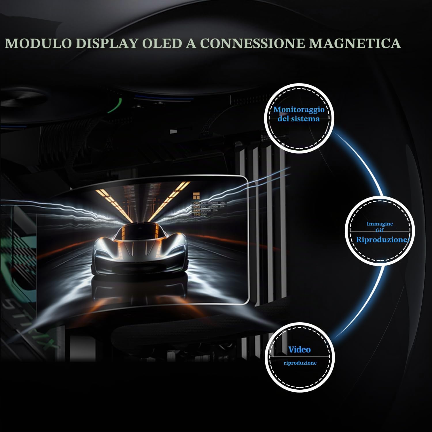 TR Rainbow Vision 360 TURBO ARGB Black AIO, sistema di raffreddamento ad acqua, schermo curvo da 6,67 pollici con risoluzione 2400 x 1080, per AM4 / AM5, LGA1851 / 1700, sfondo fai da te