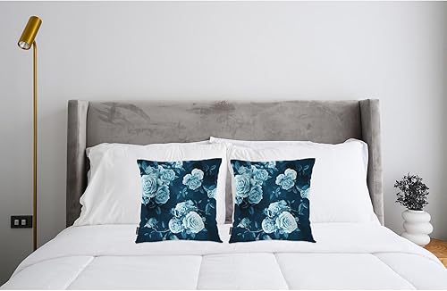 Miniatura 10 de Swono Juego de 2 fundas de almohada del Día de los Muertos, diseño de calaveras de azúcar mexicanas, flores, esqueleto, decorativas, 18 x 18