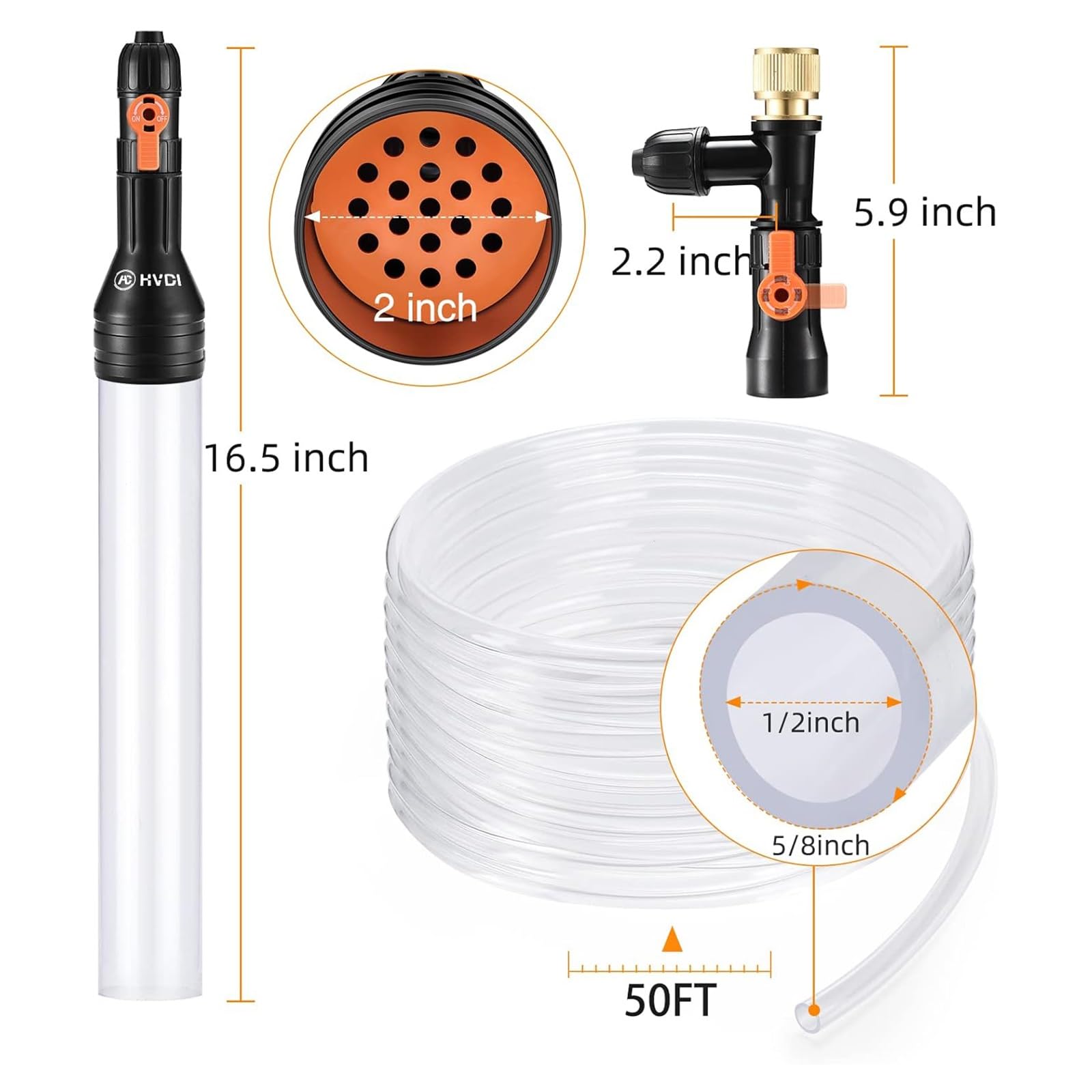 Kiessauger for Aquarien, Siphon, Aquarium-Wasserwechsler Mit DREI Wasserhahnadaptern Aus Metall Und Langen Schlauchfüßen