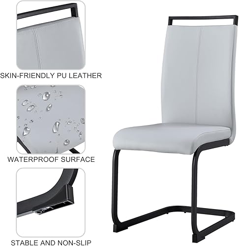 Miniatura 6 de JUFU Juego de mesa de comedor moderna para 6 personas, mesa de cocina rectangular con mesa de mármol sintético y 6 sillas tapizadas de piel