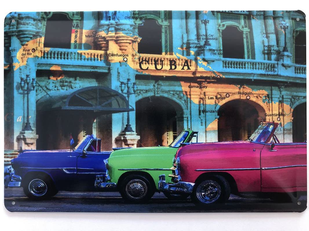 Schild Blech 20x30cm - Made In Germany - Spruch Cuba Oldtimer Auto Blau Metall Deko Blechschild
