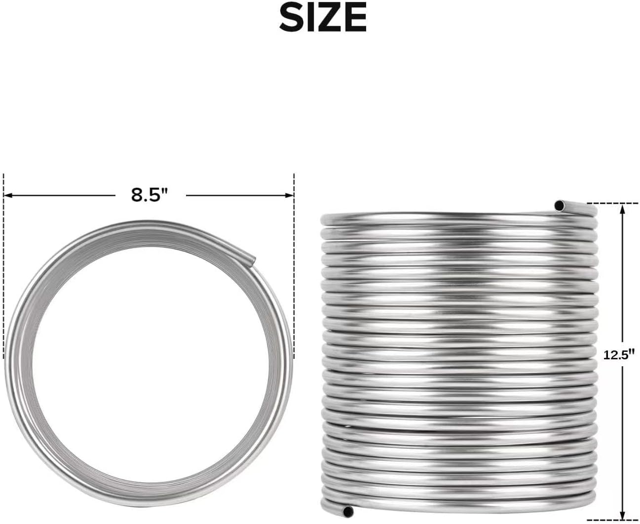 1/2" x 50Ft 304 Stainless Steel Tubing Coil, Immerson Tubing Coil, Wort Chiller Tube, Ice Bath Beer Brewing Tubing Coil, Welded Stainless Steel Tubing for DIY Projects