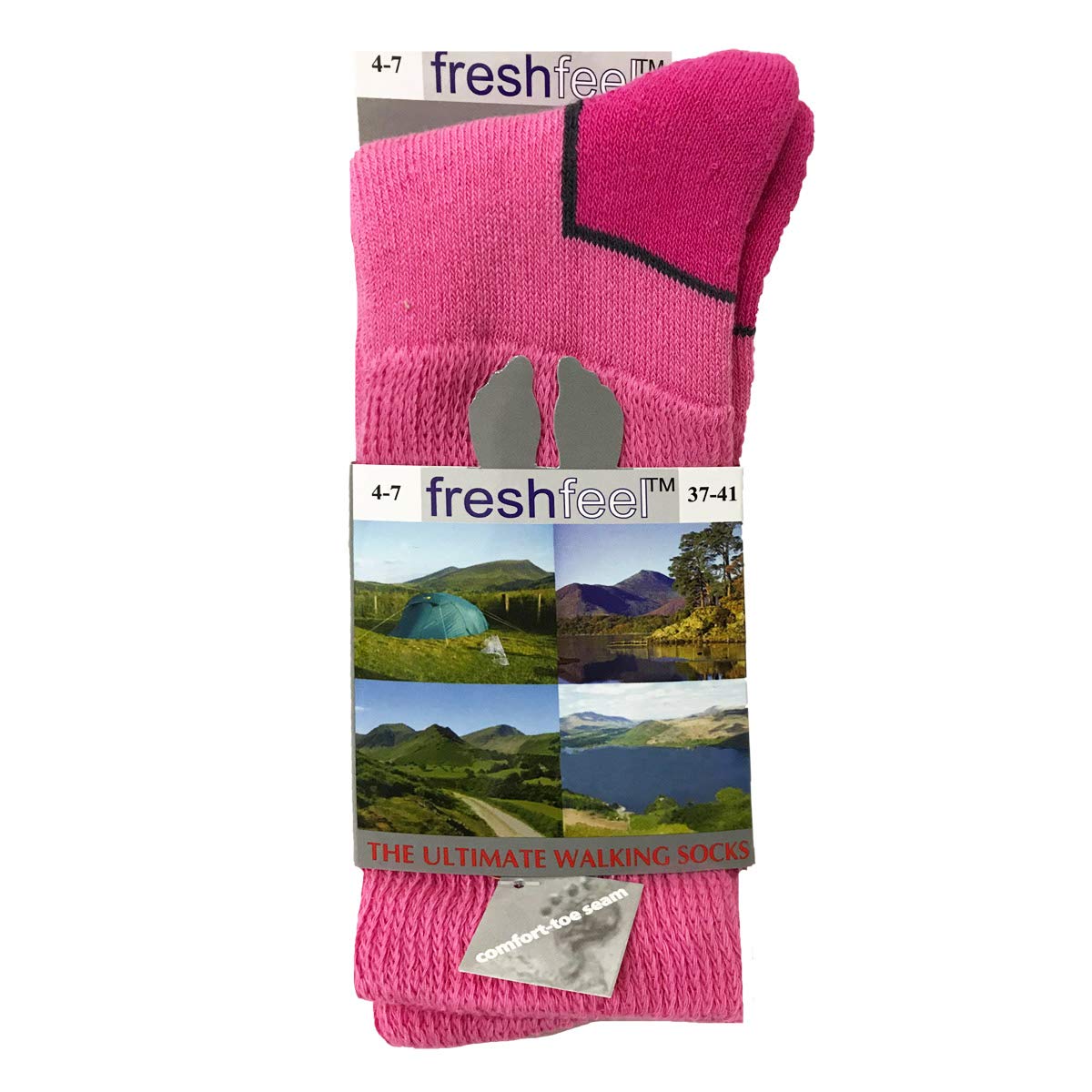 Insightclothing Women's Pink Reinforced Cushioned Foot Ultimate Walking Socks