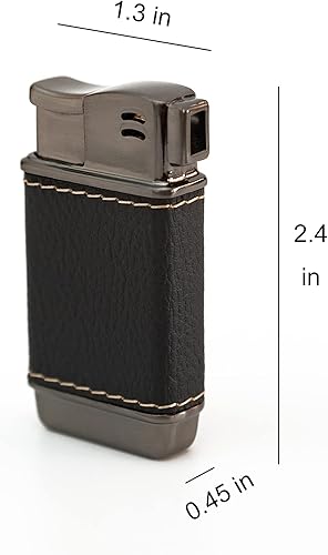 Miniatura 7 de SMKOLIN Encendedor de tubo pequeño de cuero suave llama interior butano recargable (sin gas) (marrón)