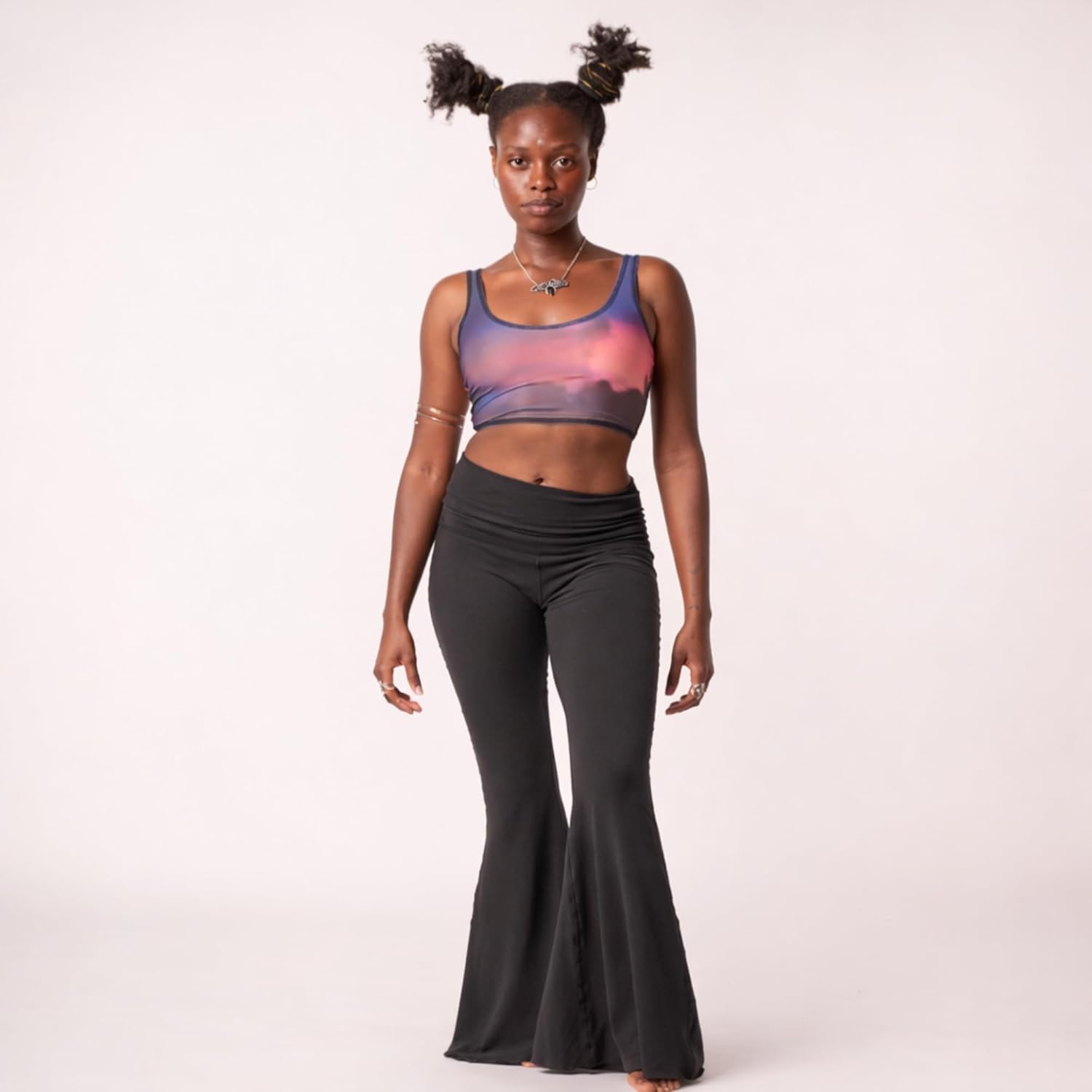 teeki Long Bell Bottom Pant for Women High-Waist Stretchy Flare Bell Bottoms Premium Athletic Pants Retro 70s