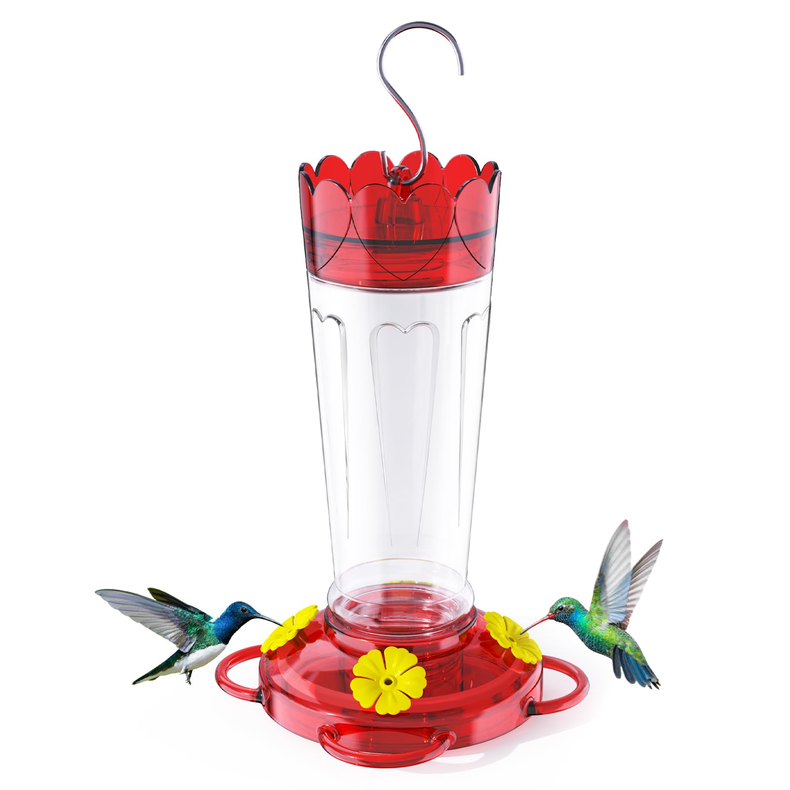 Hummingbird Feeder for Outdoors Hanging, 14 OZ Plastic Hummingbird Feeders, Ant & Bee Proof Leak-Proof Nectar Feeders with 4 Feeding Ports and Perches, Gifts for Mom, Birdlovers