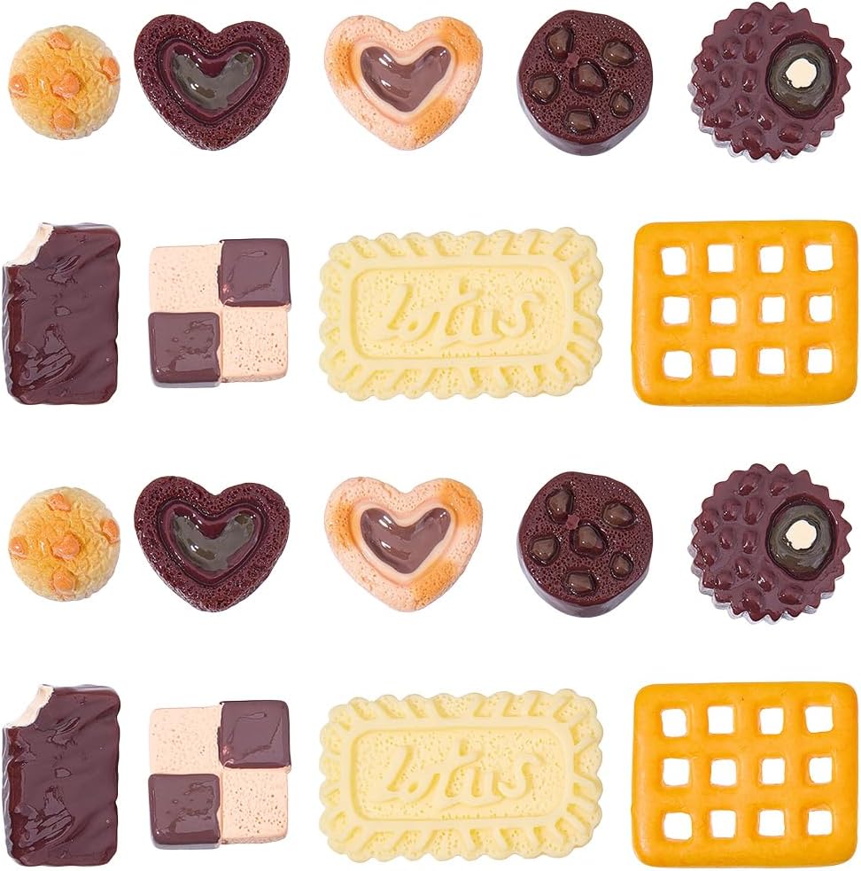 90Pcs Resin Imitation Food Cabochons Food Cute Charms Assorted Cute Decoden Embellishments Bread Cookies Charm Beads for Phone Cases Scrapbooking Hair Clips Jewelry Making - Image 7