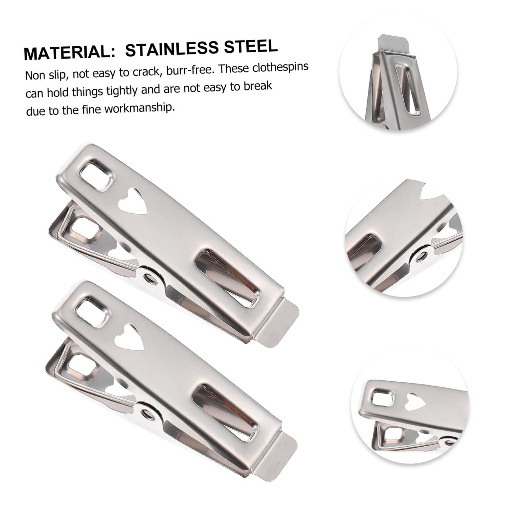 PRETYZOOM 60pezzi Clip Per Asciugatura Impermeabili Acciaio Inossidabile Mollette Resistente Per Piumoni e Biancheria Antivento e Multifunzionali Per Casa e Giardino