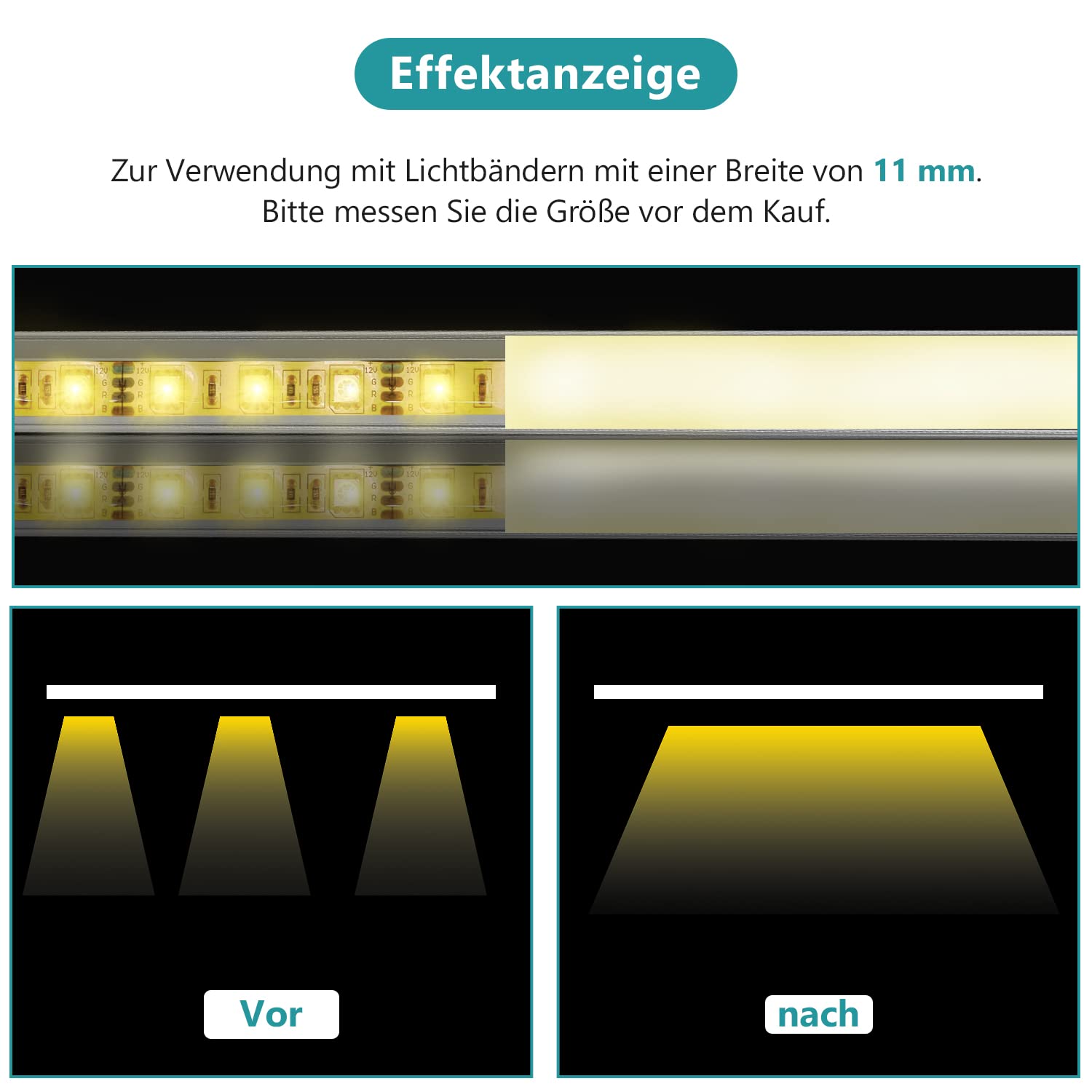 Gimisgu Perfil LED de aluminio 1 m 40 pack en forma de V para tiras LED / tiras/bandas / banda LED perfil aluminio plateado incluye cubierta, clips de montaje y conectores de esquina