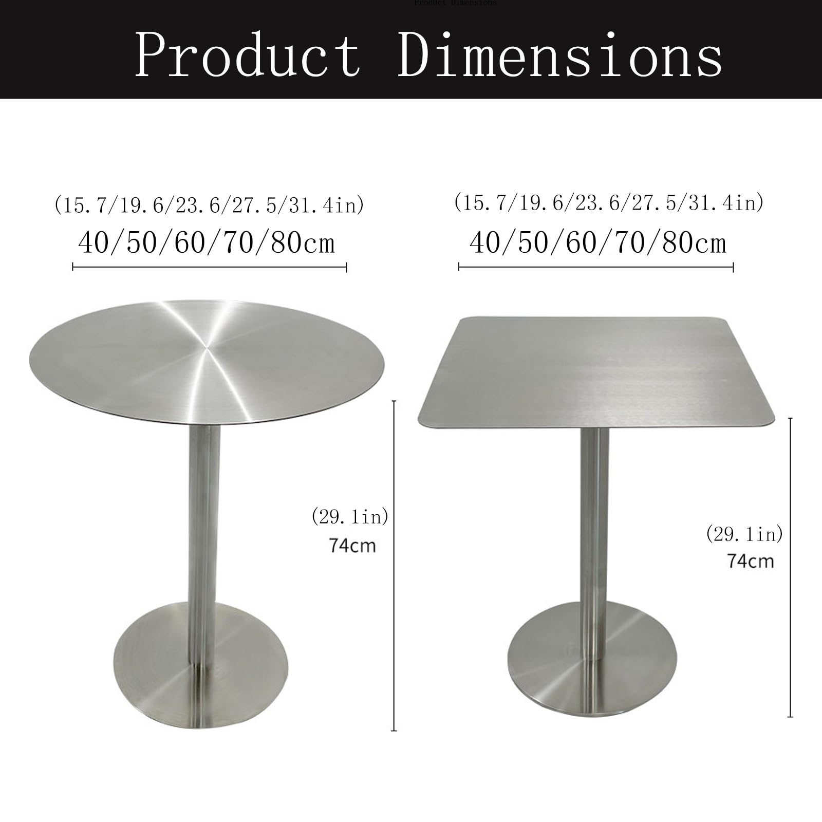 Elegante tavolino Rotondo, Tavolo da bistrot in Acciaio Inossidabile Facile da assemblare, Ideale per Soggiorno, Cucina, caffè, Balcone, Resistente alla ruggine