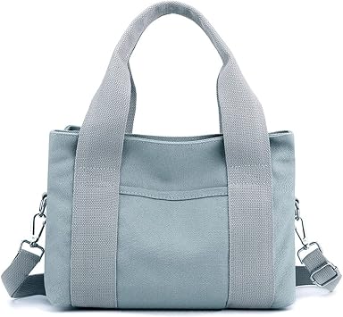 CORIOS Canvas Shoulder Bag Small Tote Bag for Women Casual Top Handle Bag Multi-Pockets Crossbody Bag Ladies Messenger Bag Fashion Handbag Shopping Travel Work Daily Use Satchel Bag Blue