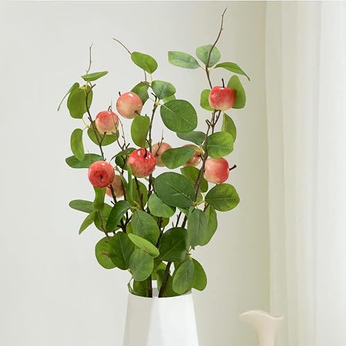 3pcs 27.5inch Artificial Apples Branches for Vase Realistic Fruit Bouquet
