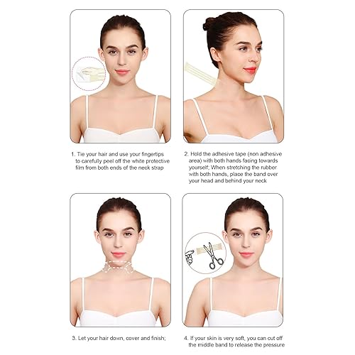 Miniatura 3 de Adhesivos de levantamiento de cuello, 20 cintas de repuesto para mejorar la flacidez de la piel, cinta de elevación de cuello para ocultar la doble