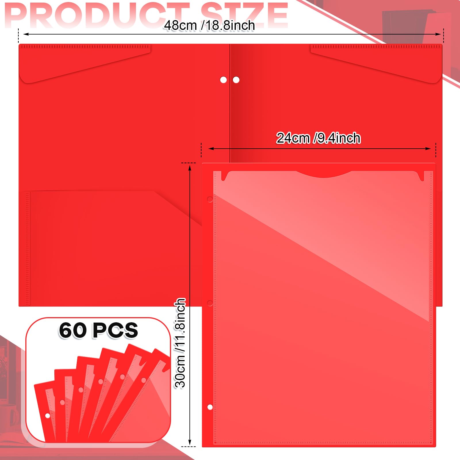 Henoyso 60 Pieces Plastic Folders With Pockets - Heavy Duty 2 Pocket Folders, Letter Size, Blue, With Business Card Slot - View #9