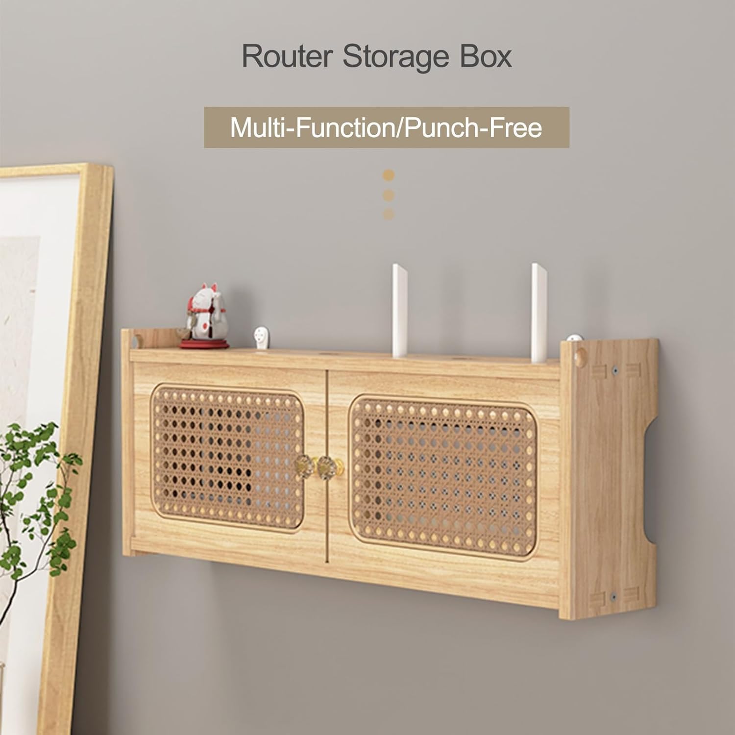 Armoire de rangement murale en bois pour routeur WiFi, étagère forte pour salon, bureau, chambre à coucher, design compact, 89,2 x 11,4 x 23,1 cm