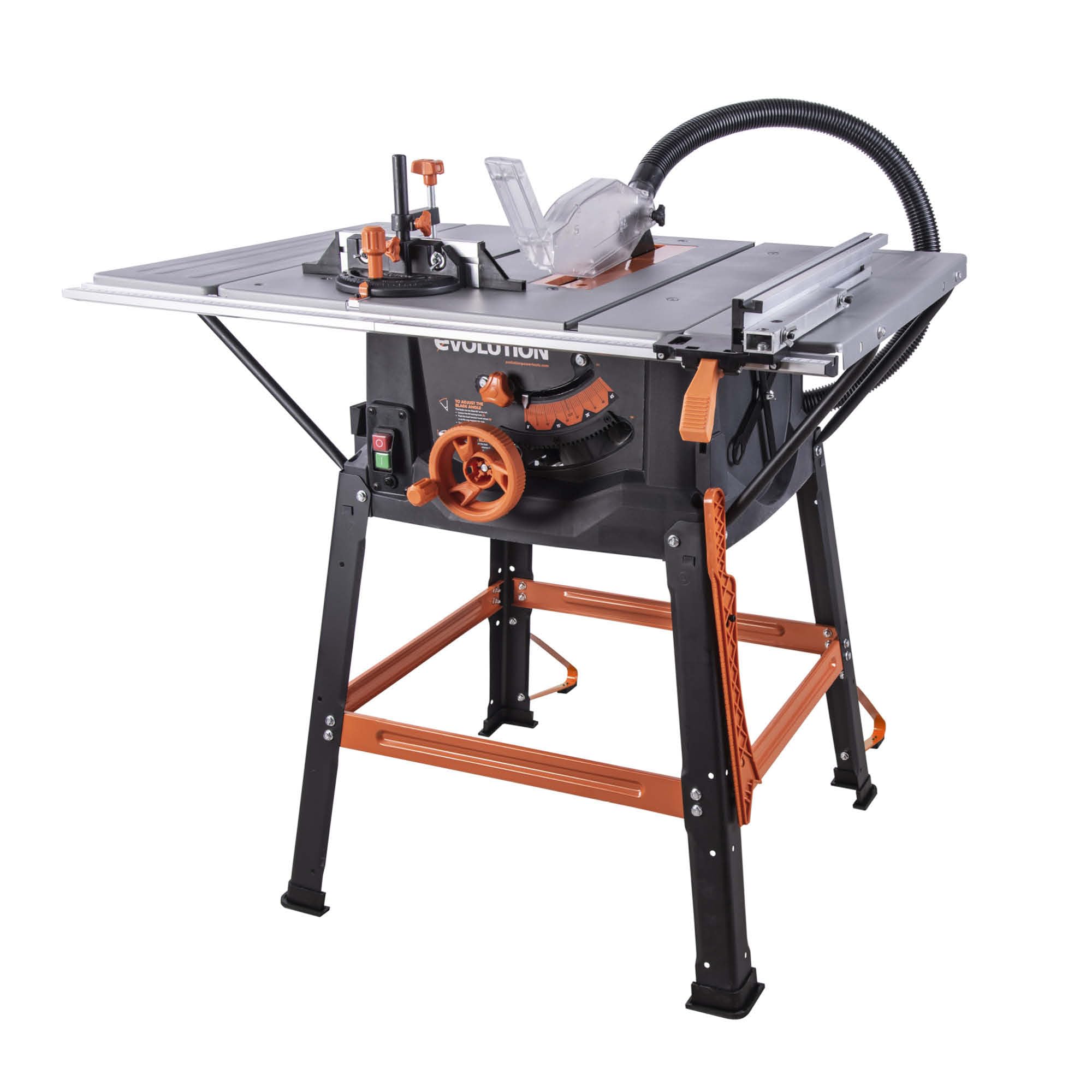 Evolution Power Tools R255MTS Sierra de mesa, multi-material y multiuso, portátil, corta madera, metal, plástico y más, sierra de banco, incluida hoja TCT de 255 mm