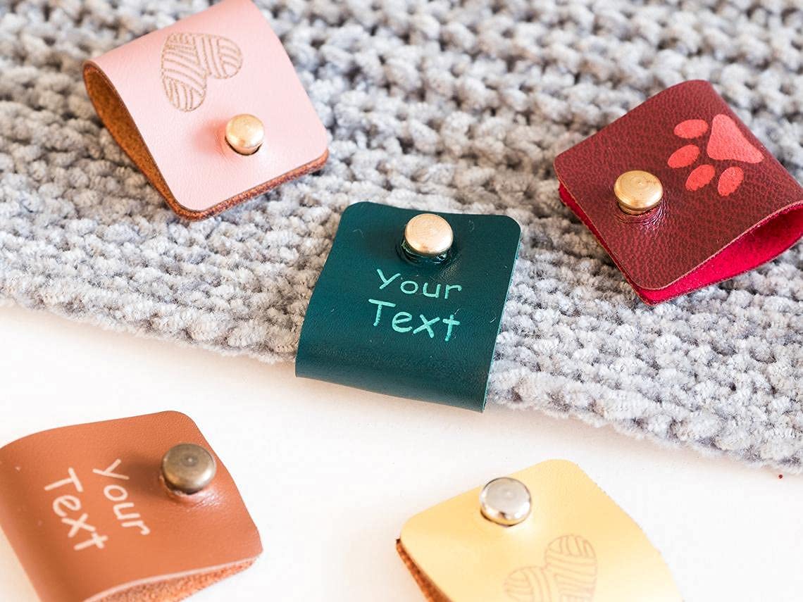 Personalized Leather Label Tags, Custom Knitting Tags, PU Leather Tags with Metal Rivet, Tags for Handmade Items, Screw On Faux Leather Tags