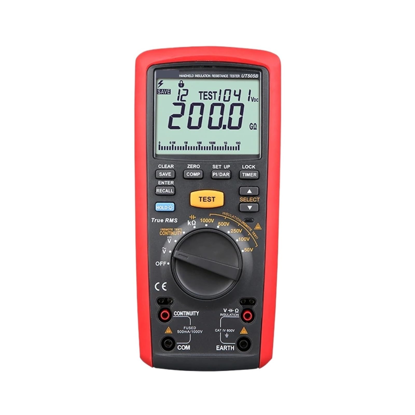 Probador de Resistencia, Comprobadores de resistencia de aislamiento portátiles 1000 V 20 GΩ UT505A UT505B Miliómetro digital Ohmímetro Rango automático(UT505B)