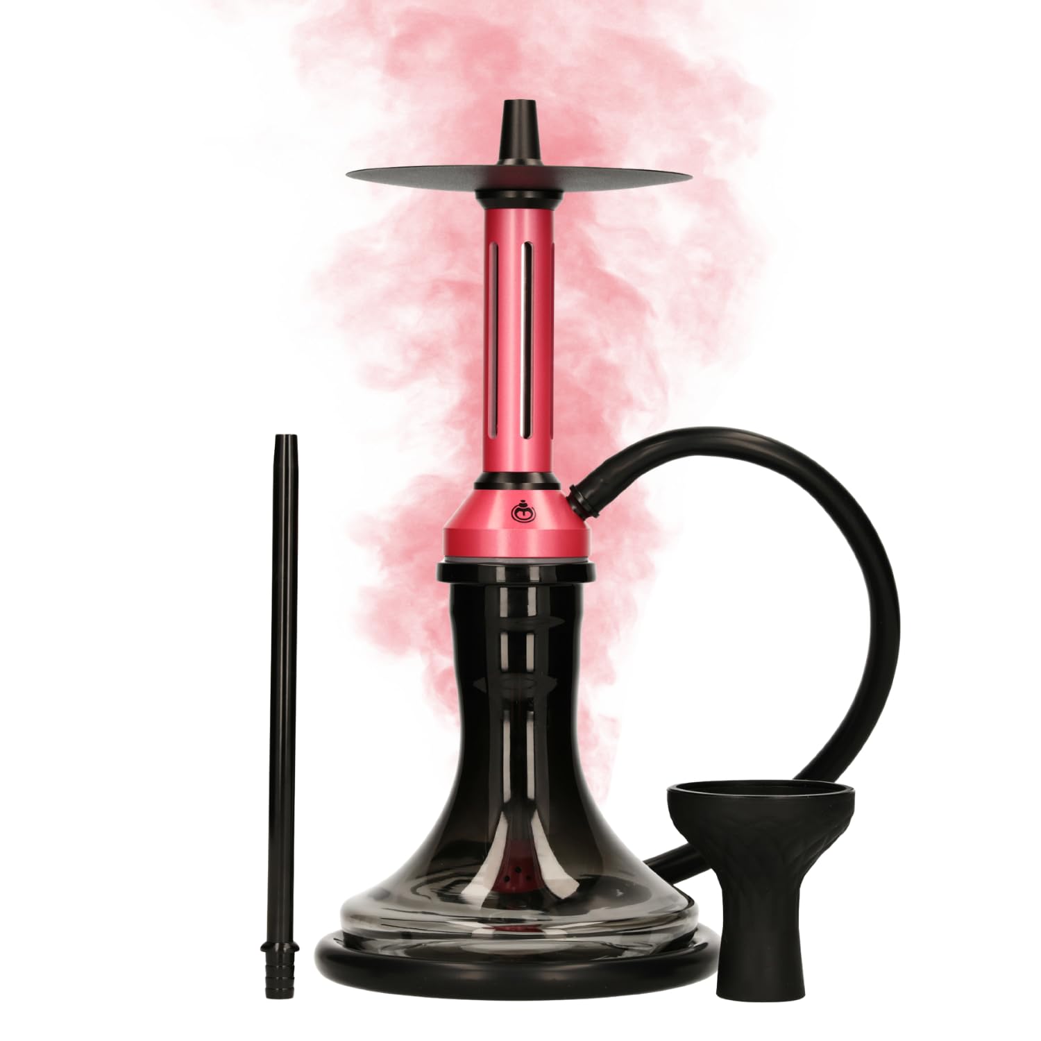 EL-BADIA® Fusion Cachimba – 46 cm – Gran Cachimba Moderna de Aluminio con Base de Vidrio, Difusor Extraíble, Purga 360°, Manguera y Cazoleta de Silicona – Shisha Premium – Set Completo (Pink)