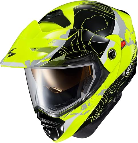 Miniatura 2 de ScorpionEXO AT960 - Casco modular para moto de nieve de aventura en clima frío, escudo de doble panel con caja de respiración y bolsillos para