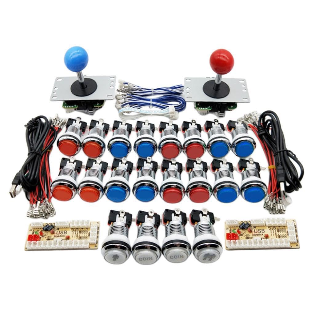 mophrati Arcade Gaming DIY Kits für 2 Spieler, galvanische Tasten und einfaches Plug and Play, Win10/Win8/Win7/Vista/XP/2000/98