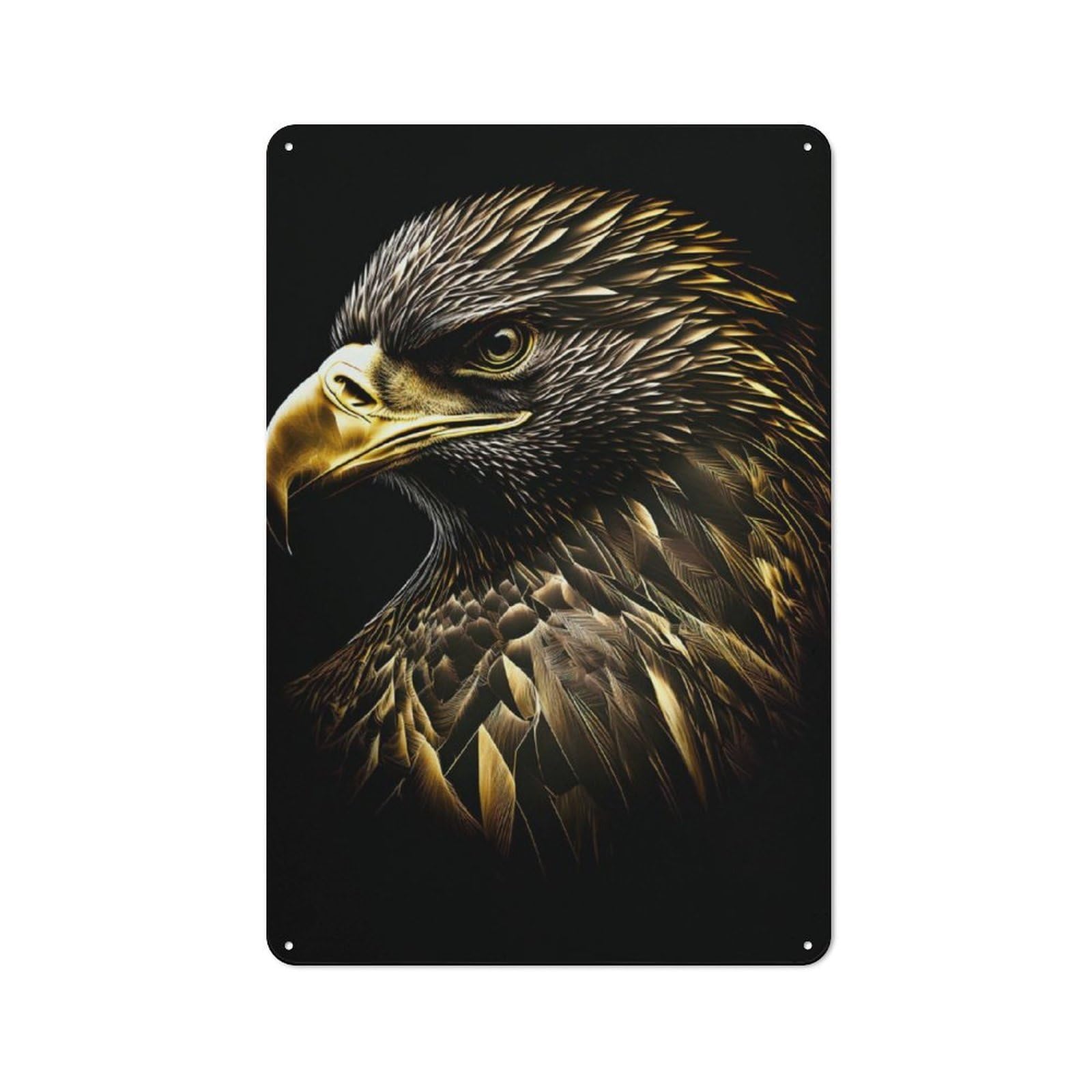Junmoney The Gold Black Eagle Vintage Tin Sign 30X20cm With For Guest Room Or Hallway, For Collectors Decorating Guest Rooms And Hallways