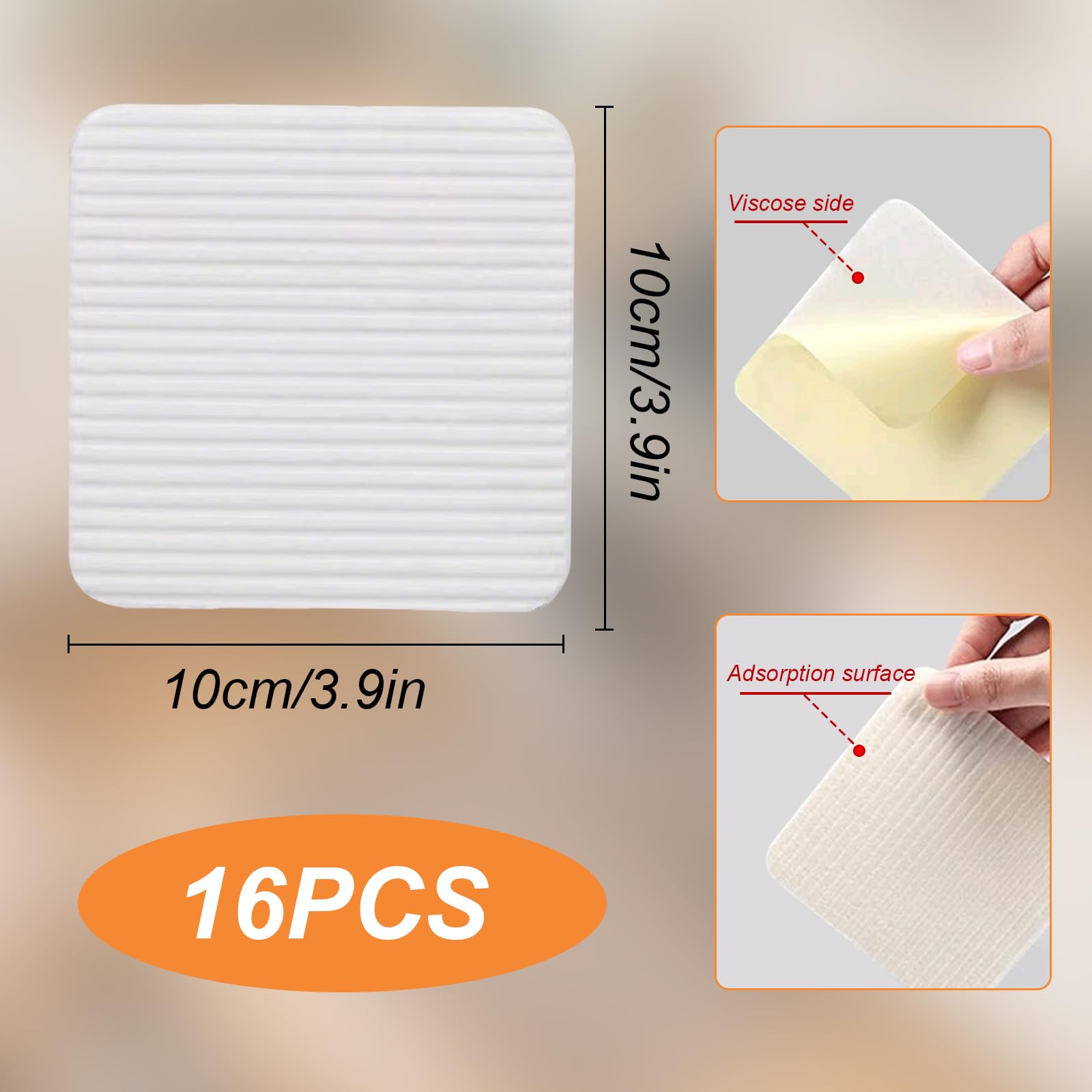 16 Pezzi Antiscivolo per Tappeti Riutilizzabili, Tappeto Gripper Antiscivolo, Fermatappeto Lavabile 10x10cm per Legno/Piastrelle/Marmo - Anti-Arricciatura Angoli Piatti