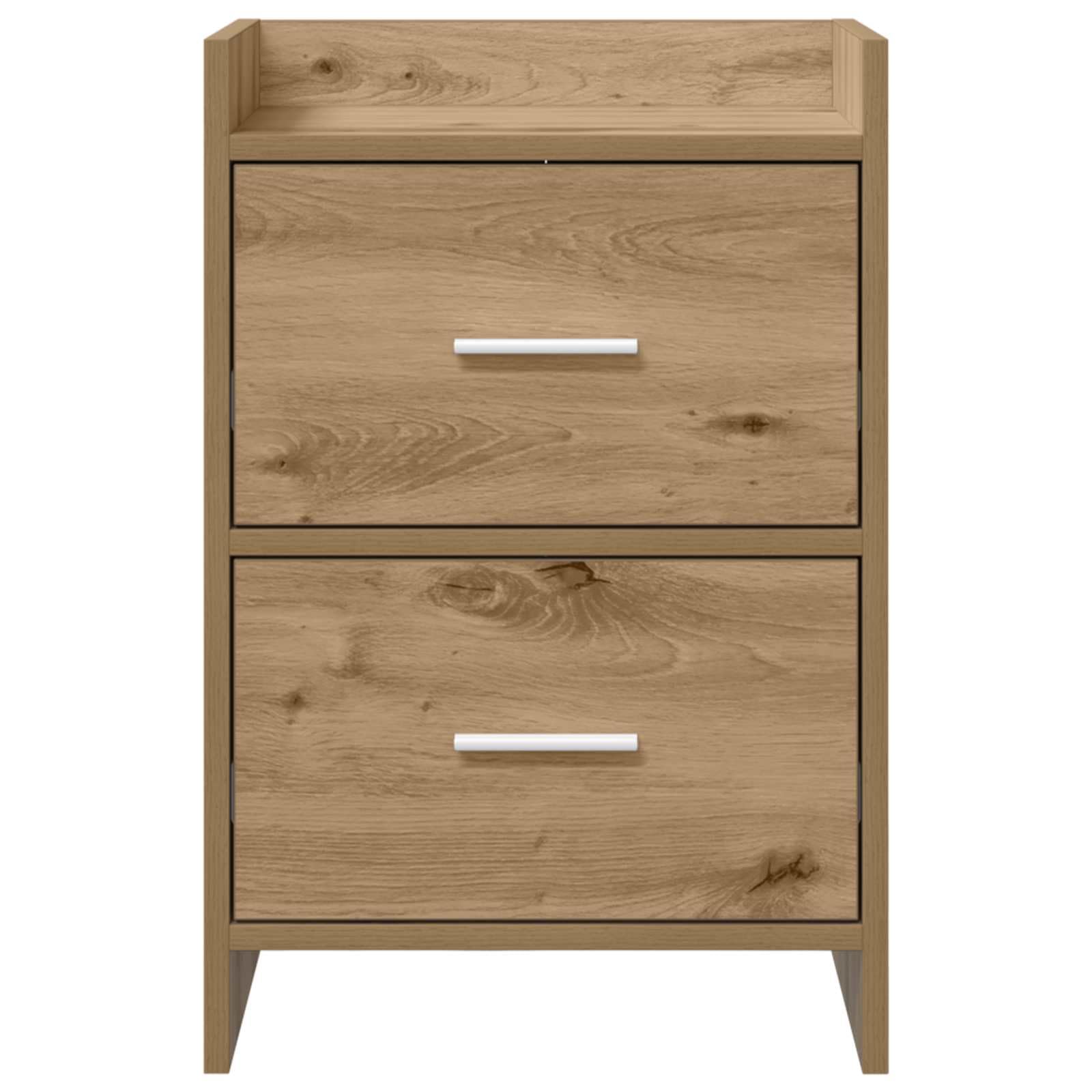 Comodino 2 PZ Quercia Artisan, Comodino 40x30x60 cm in Legno con 2 Cassetti e Maniglie in Metallo, Tavolino per Camera da Letto, Soggiorno, Corridoio, Compatto