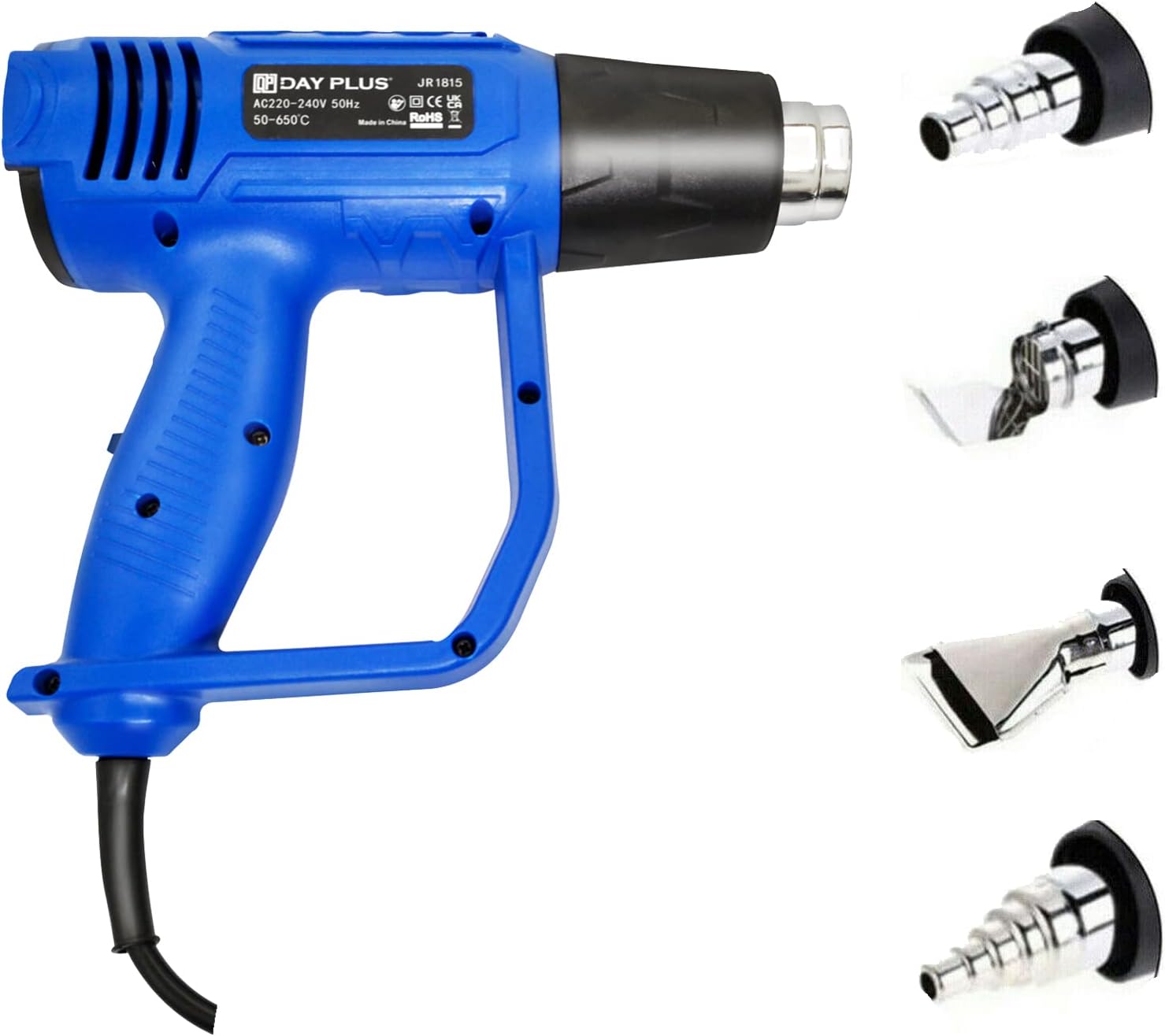 Heat Gun, 2000W Hot Air Gun Kit for Paint Sstripper Wood, Heat Gun for Crafts, with 2 Adjustable Temperature Control(300℃- 600℃), 4 Nozzles, Used for Car Stickers, Removing Paint, Shrinking Plastics