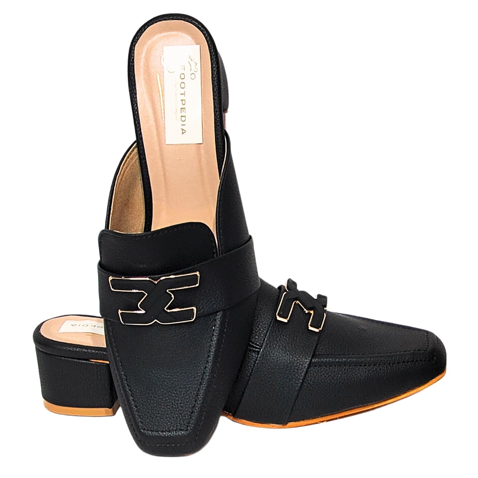 Elegant Black Slip-On Belly Shoes for Women with 2 Inch Heel, Premium Leather, Cushioned Insole and Stylish Metal Detailing-image-33