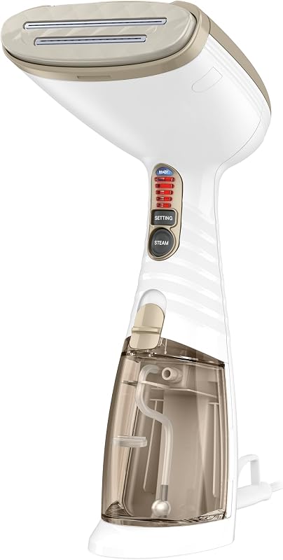 Vaporizador de ropa de mano para ropa, Turbo ExtremeSteam 1875W vaporizador de tela, diseño portátil de mano, vapor penetrante fuerte, blanco/champán (paquete de 2)