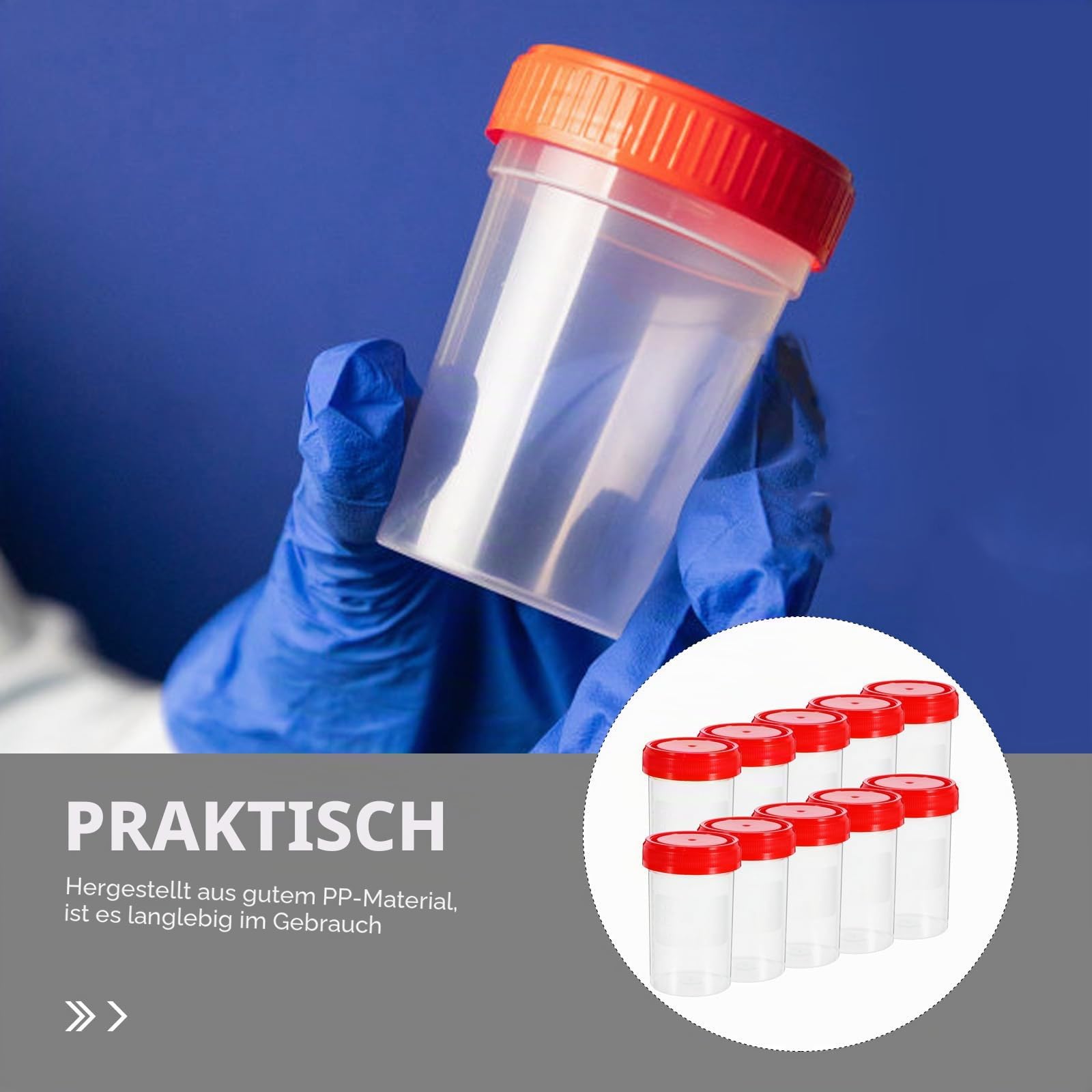 POPETPOP 20 Stück Sterile Probenbecher 60 Ml Mit Schraubdeckel Lecksicher Urinbehälter Für Medizinisches Labor Probenahme Und Flüssigkeitsentnahme