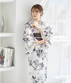 Amazon.co.jp: 浴衣 ゆかた 浴衣セット セット 大人 レディース 白 黒