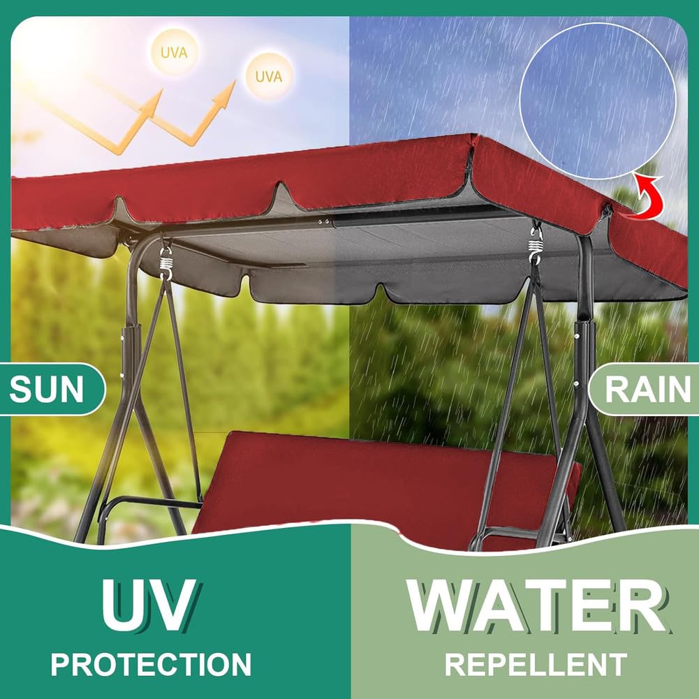 Copertura di ricambio per dondolo da giardino a 3 posti, impermeabile, antivento, antistrappo, anti-UV, soluzione ombreggiante per esterni