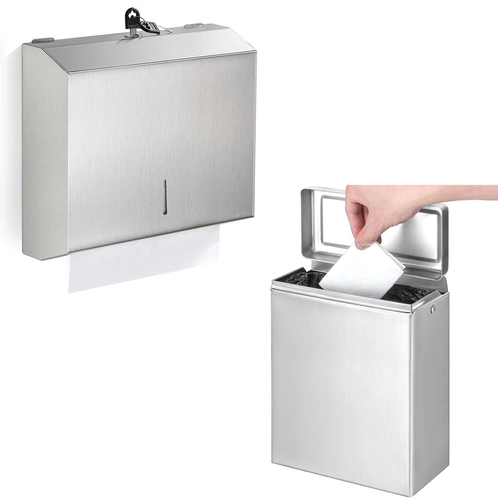 Paper Towel Dispenser Wall Mount Commercial, Sanitary Napkin Receptacle Wall Mounted Tampon Holder
