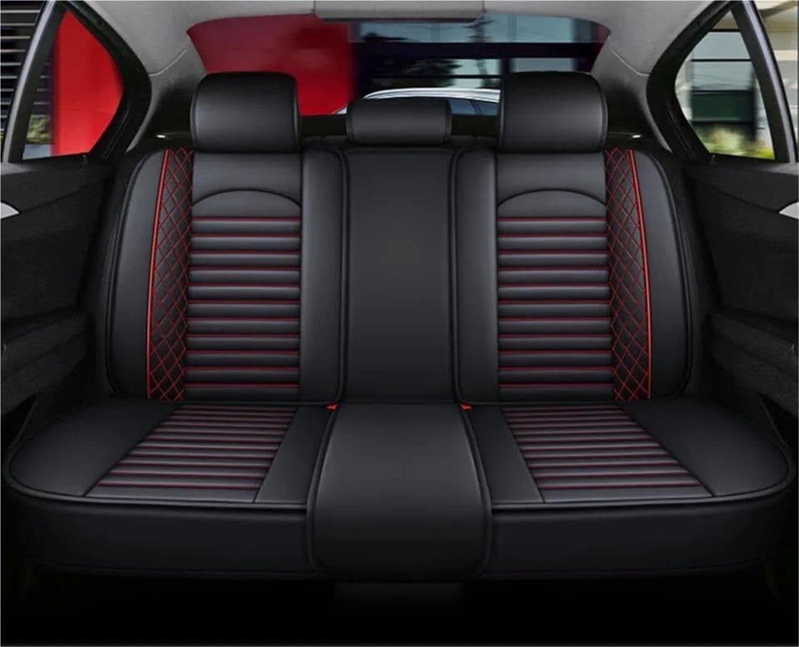 Housse Siege Voiture pour Honda Jazz/Jazz Crosstar 2005-2025, Coussin en Cuir De Première Imperméable Et Résistant À l'usure, Housses Siege Avant Arrière Auto Protection Accessoire(Black Red)