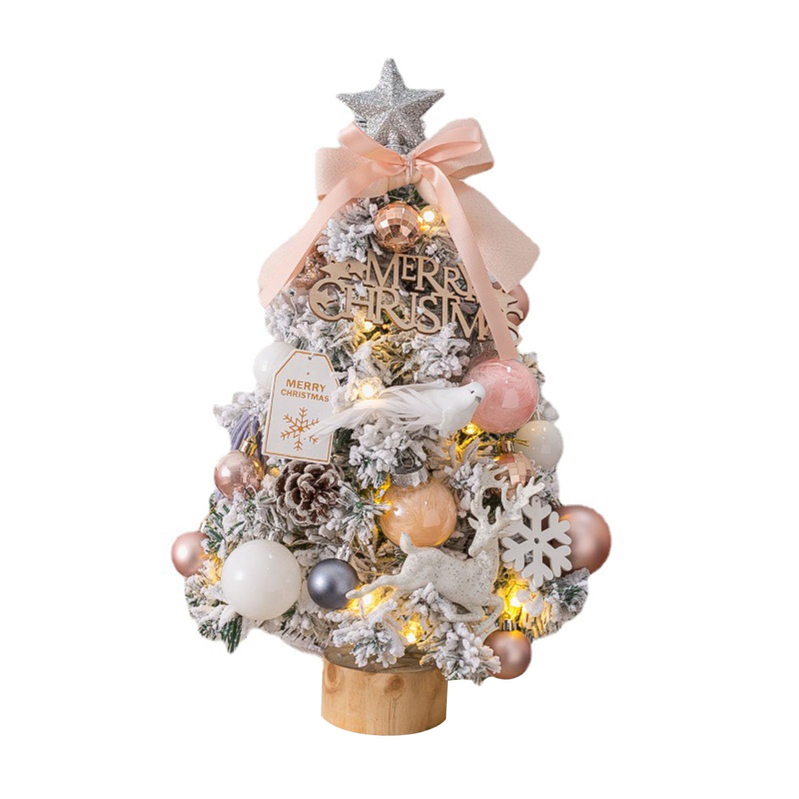 Kalttoy Tabletop Christmas Tree with Lights Easy Assembly, Perfect for Desktop Decorations Create Festive Atmospheres Green Christmas Tree