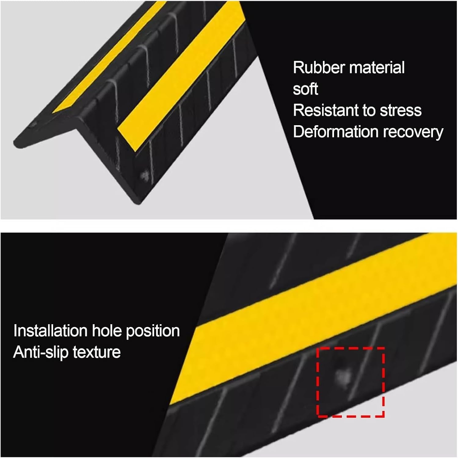 Reflective Rubber Wall Corner Guards - 8pcs L-Shape Garage Wall Protectors, Durable Corner Protectors with Reflective Strips for Enhanced Safety (Red, 0.9cm)