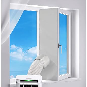 Window Seal for Mobile Air Conditioners 400 cm Universal Window Seal with Drawstring and Cable Ties for Sliding Windows 4 Metres Silver-Coated Cuff