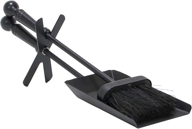 Fire Vida Hearth Shovel and Brush Set, Metal, Black