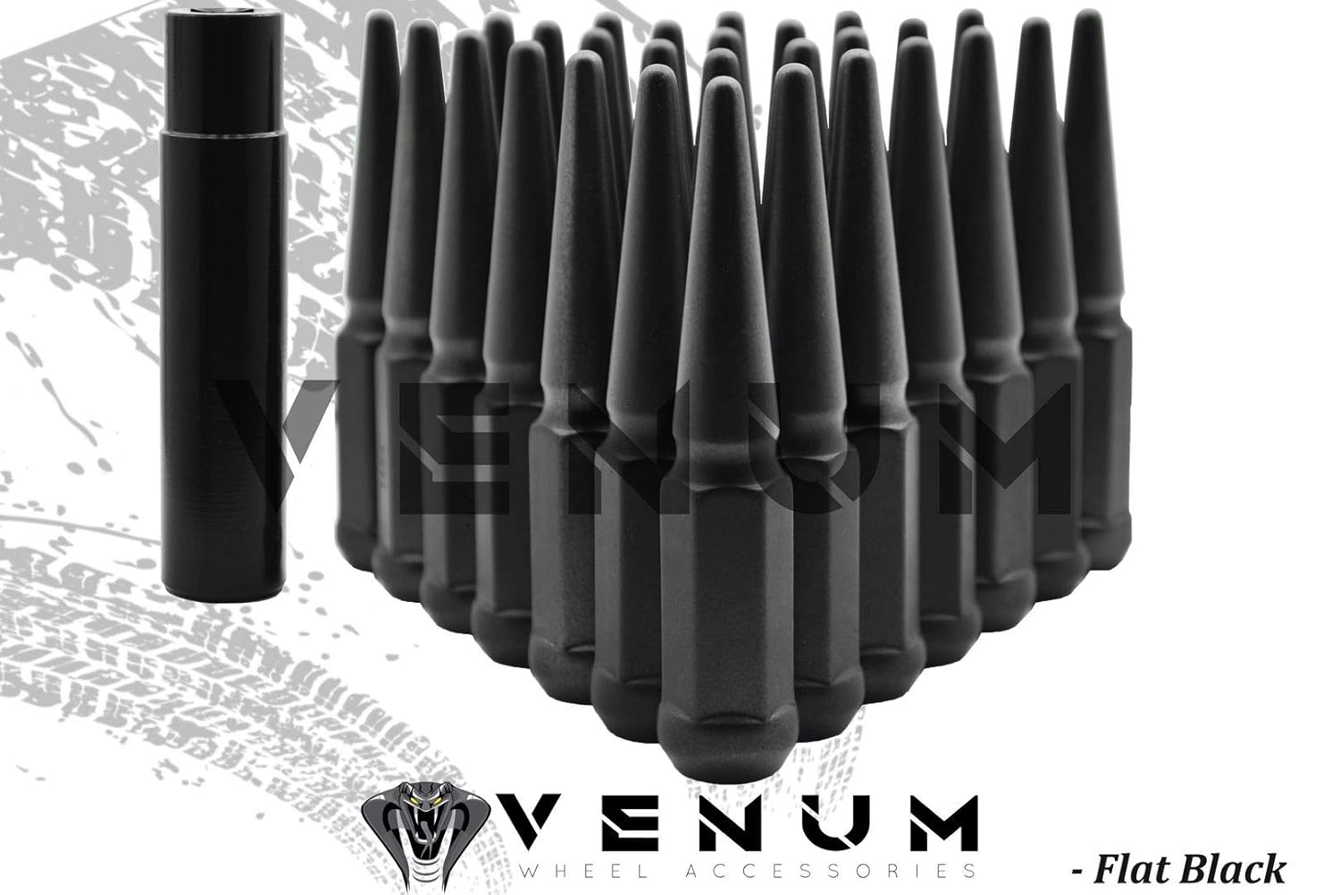 20 Pc M14x1.5 Flat Black Spike Lug Nuts Powder Coated 4