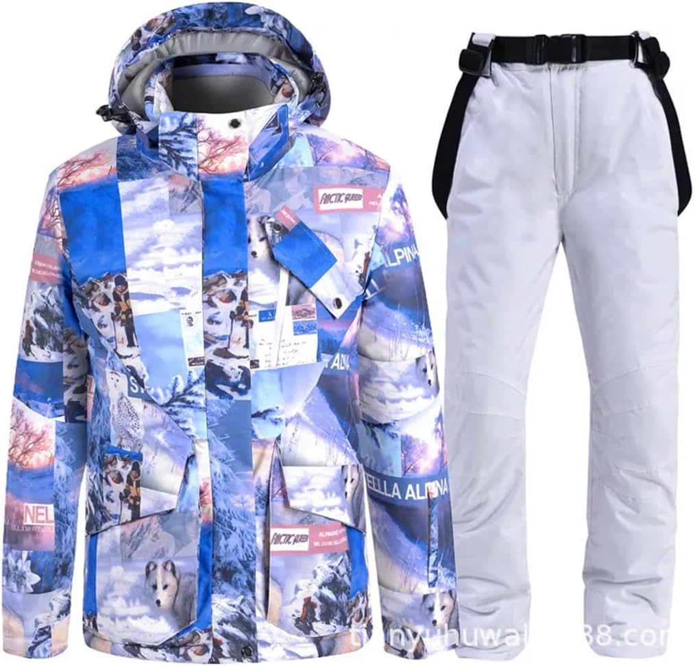 Unsex Snow Suit Wear Snowboarding Waterproof Outdoor Costumes Ski Set Jacket And Strap Pants