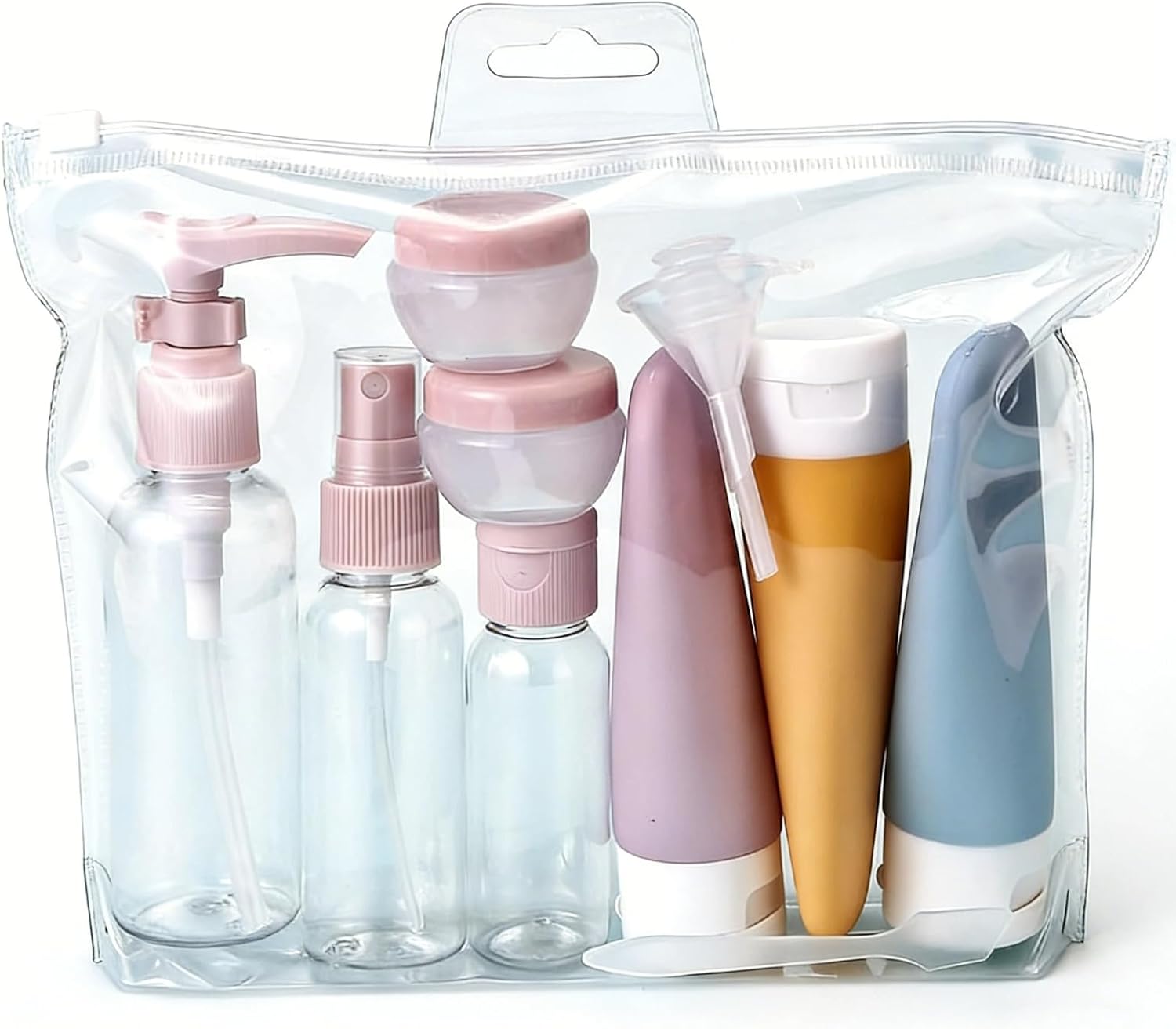 60ml Travel Bottles, Inverted Hanging Squeeze Toiletry Bottles, Refillable Empty Cosmetic Containers for Shampoo, Conditioner, Lotion, Leak Proof Plastic Dispenser
