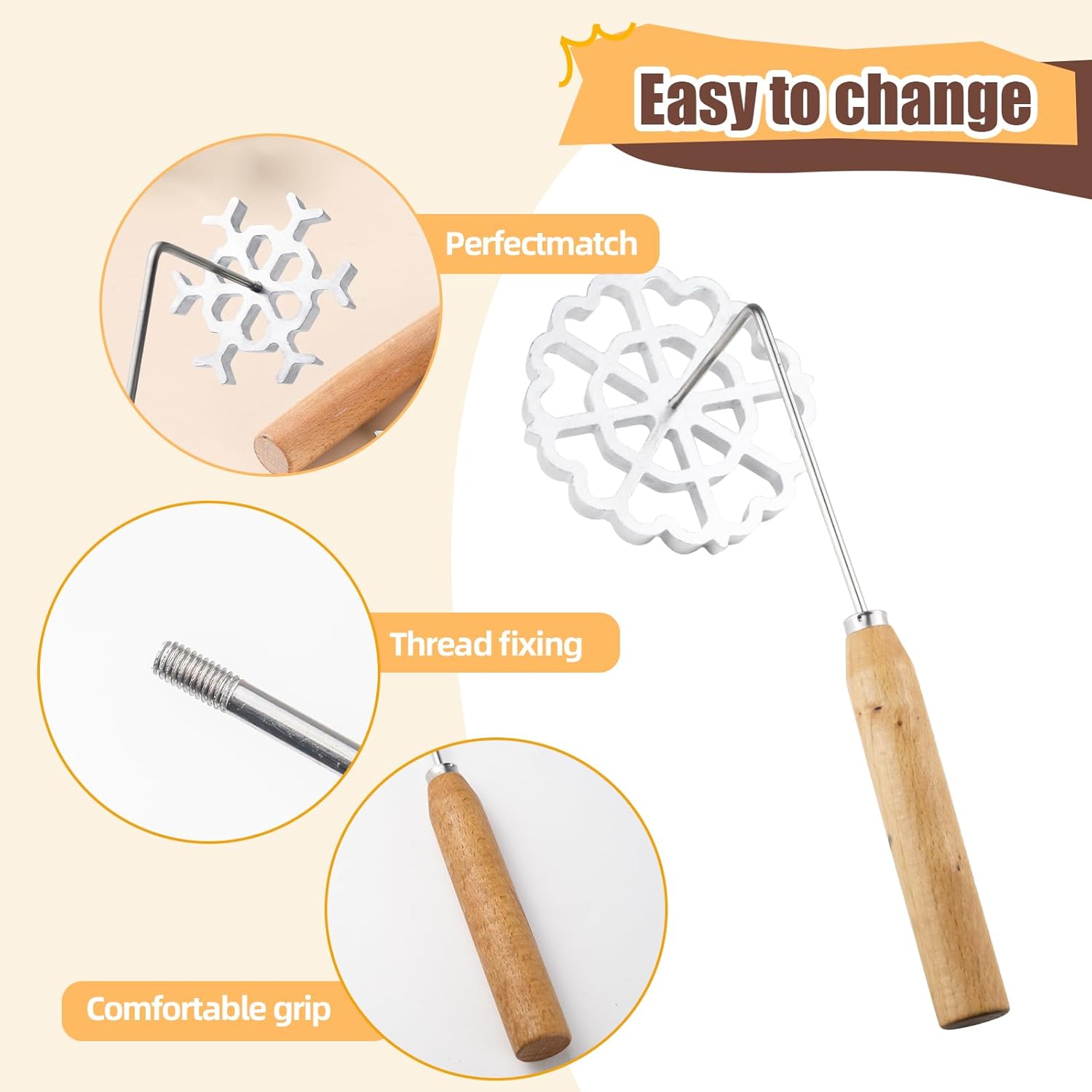 Bunuelos Mold with Handle, Rosette Iron Mold Set Cooking Stamp Maker Kit, Aluminum Alloy Cookie Cutter Waffle Maker with 2 Handles & 3 Interchangeable Head Christmas Tree Snowflake Flower